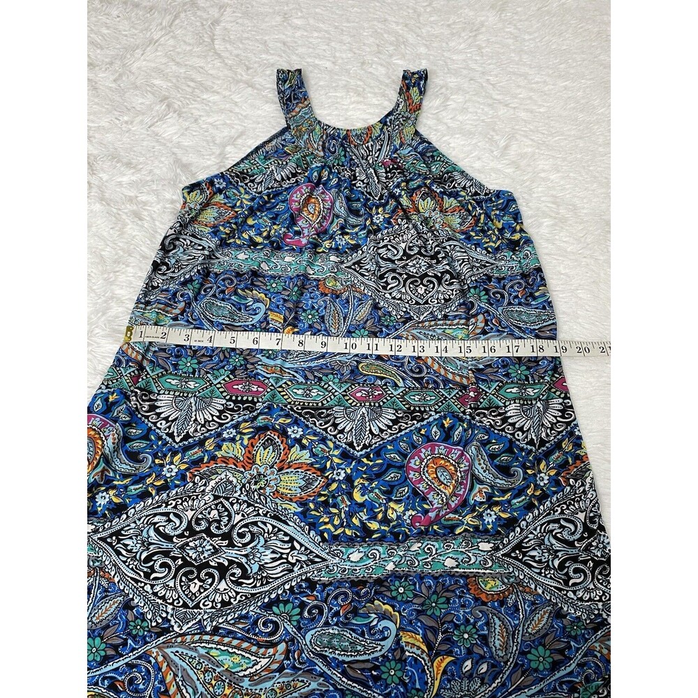 Swing Mini Dress Paisley High Neck Multicolor Size S Jersey - Picture 4 of 8